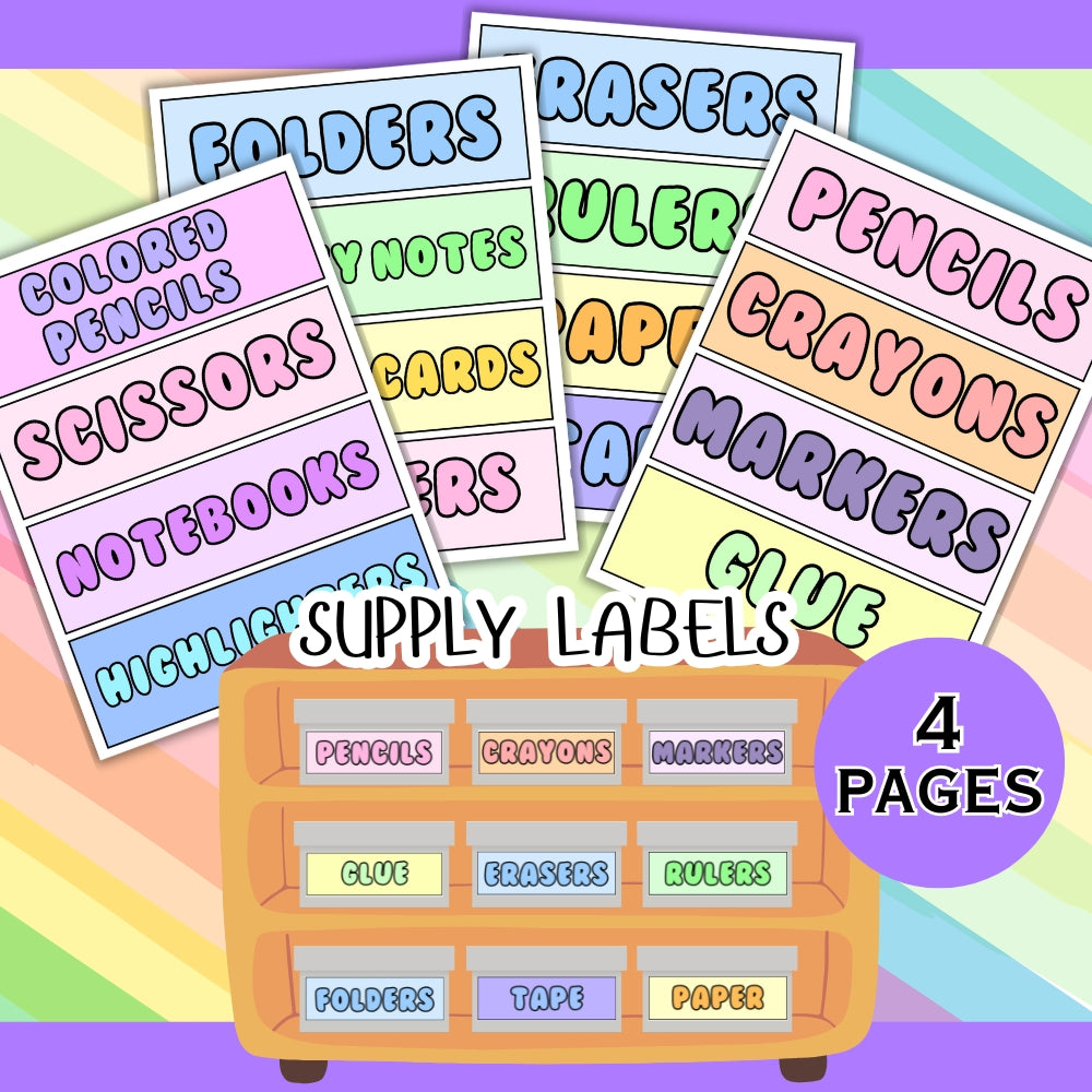 PLR Pastel Classroom Decor Bundle