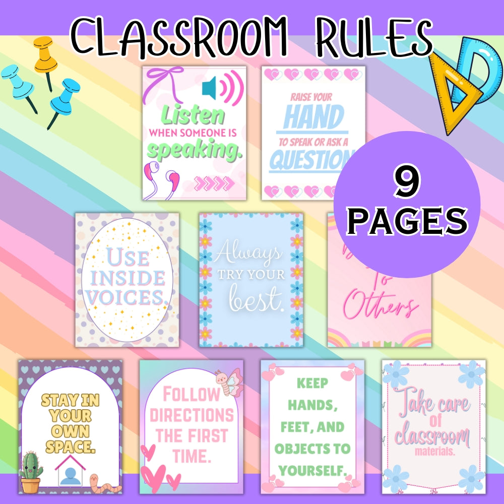 PLR Pastel Classroom Decor Bundle