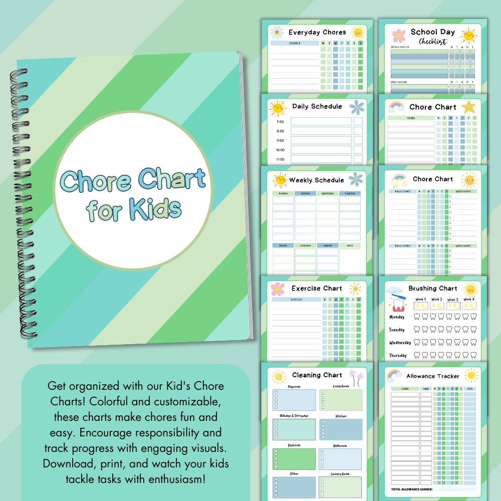 PLR Green Kids Chore Chart