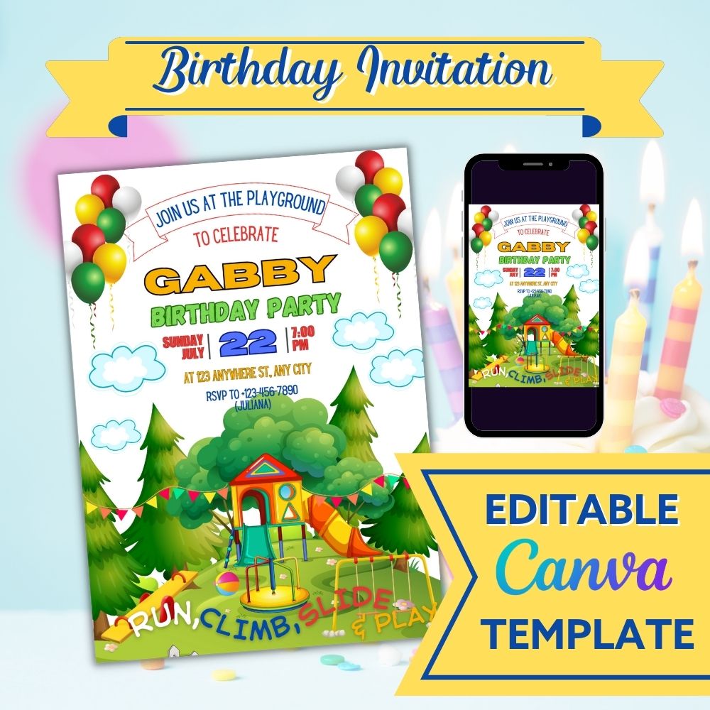 PLR Playground Birthday Invitations