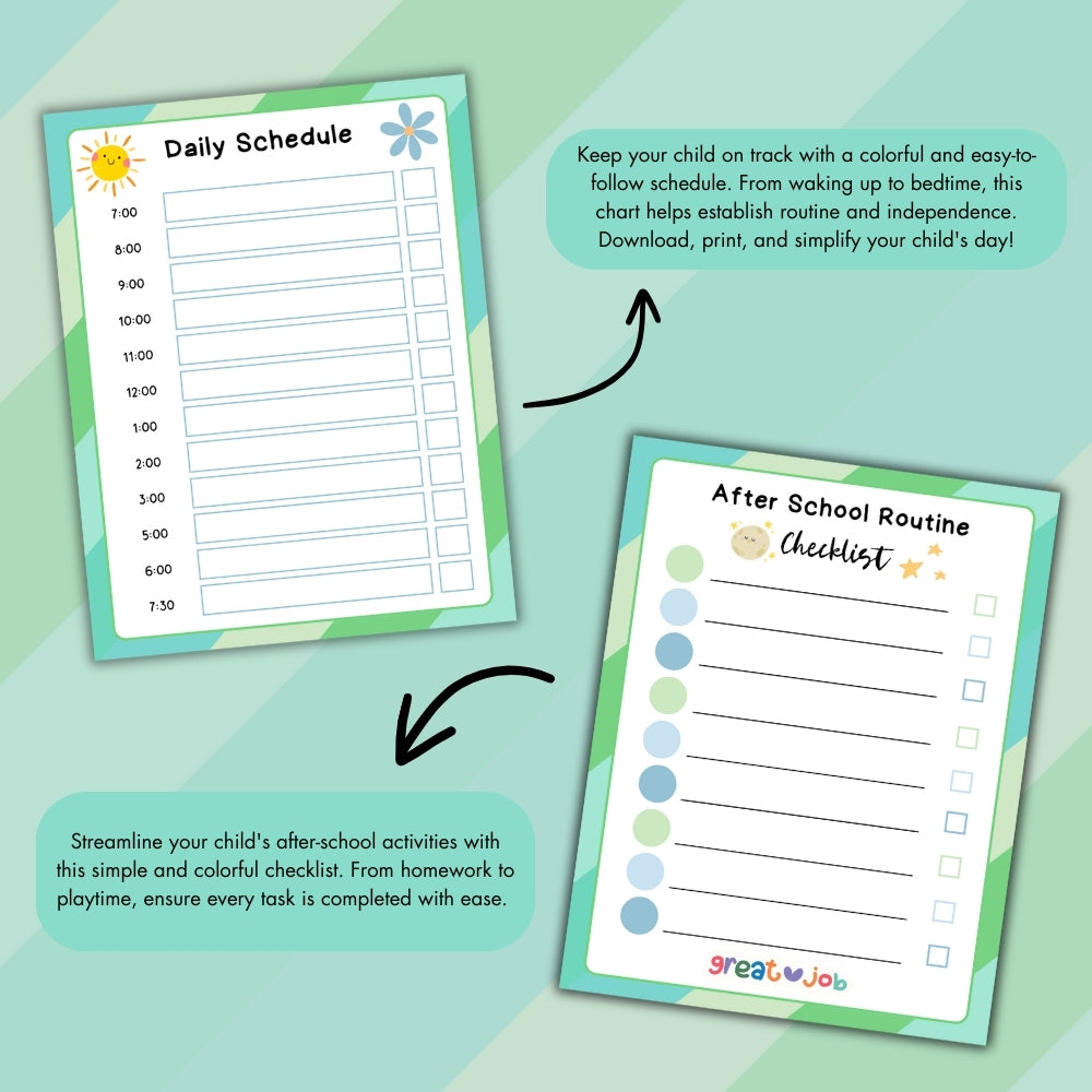 PLR Green Kids Chore Chart
