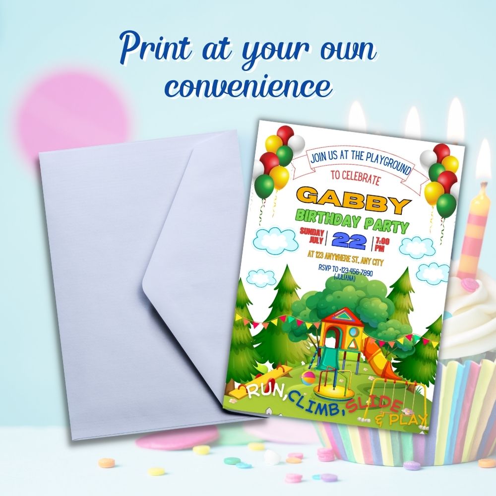 PLR Playground Birthday Invitations