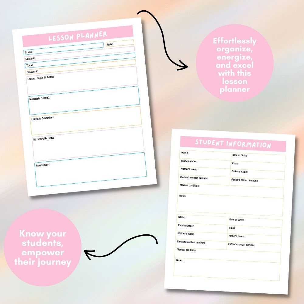 PLR Multi Color Teacher Planner