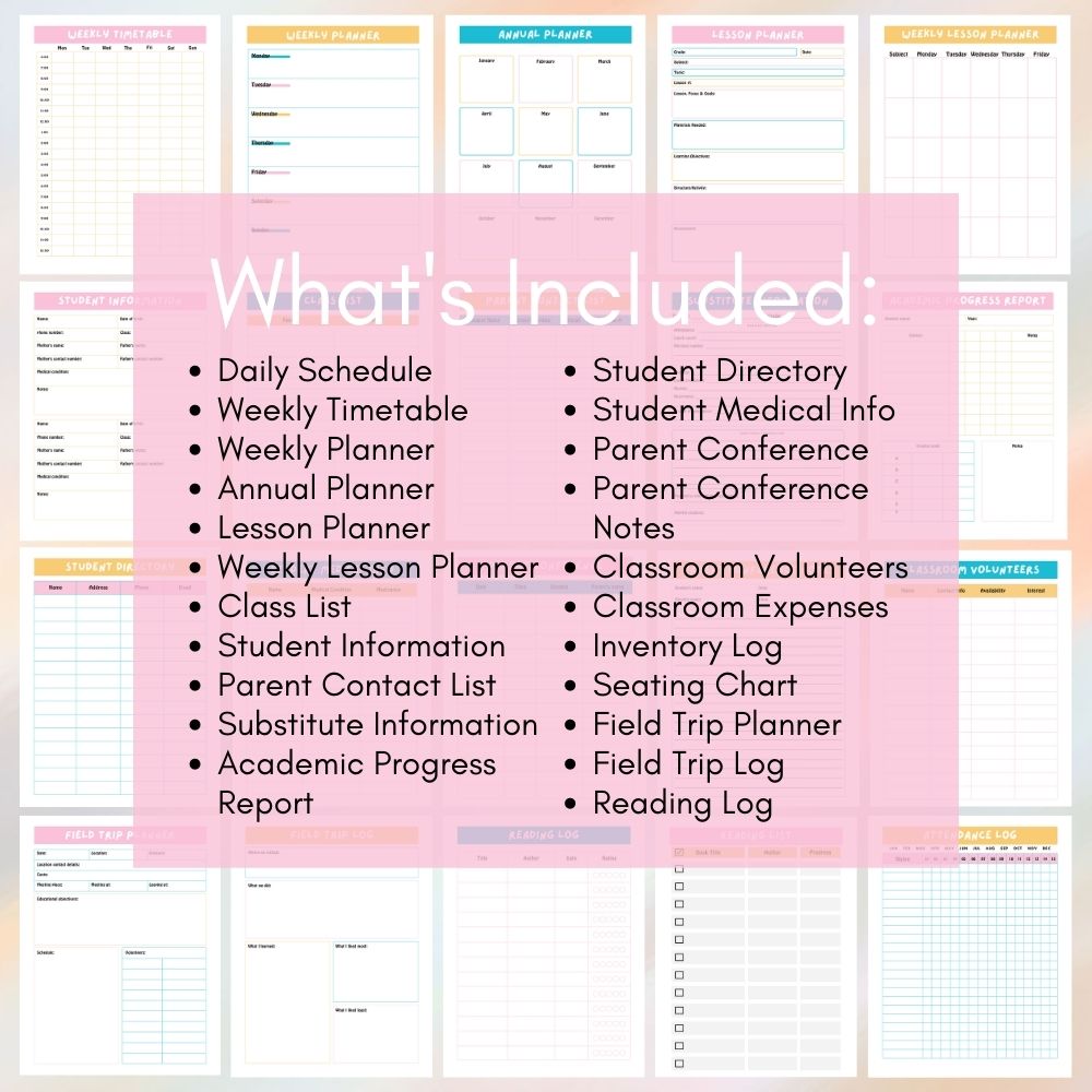 PLR Multi Color Teacher Planner