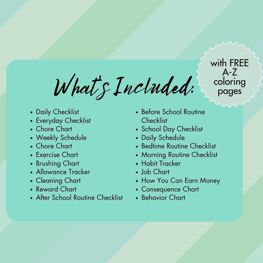 PLR Green Kids Chore Chart