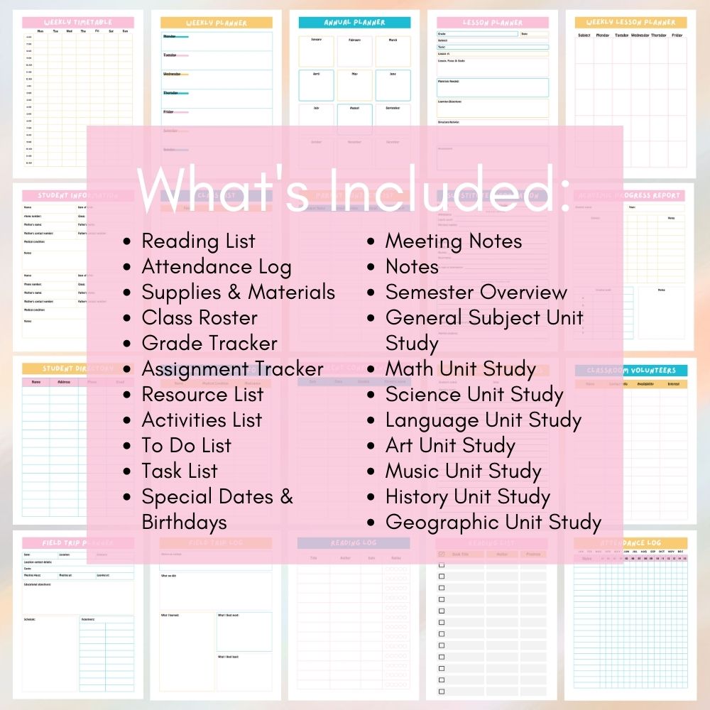 PLR Multi Color Teacher Planner