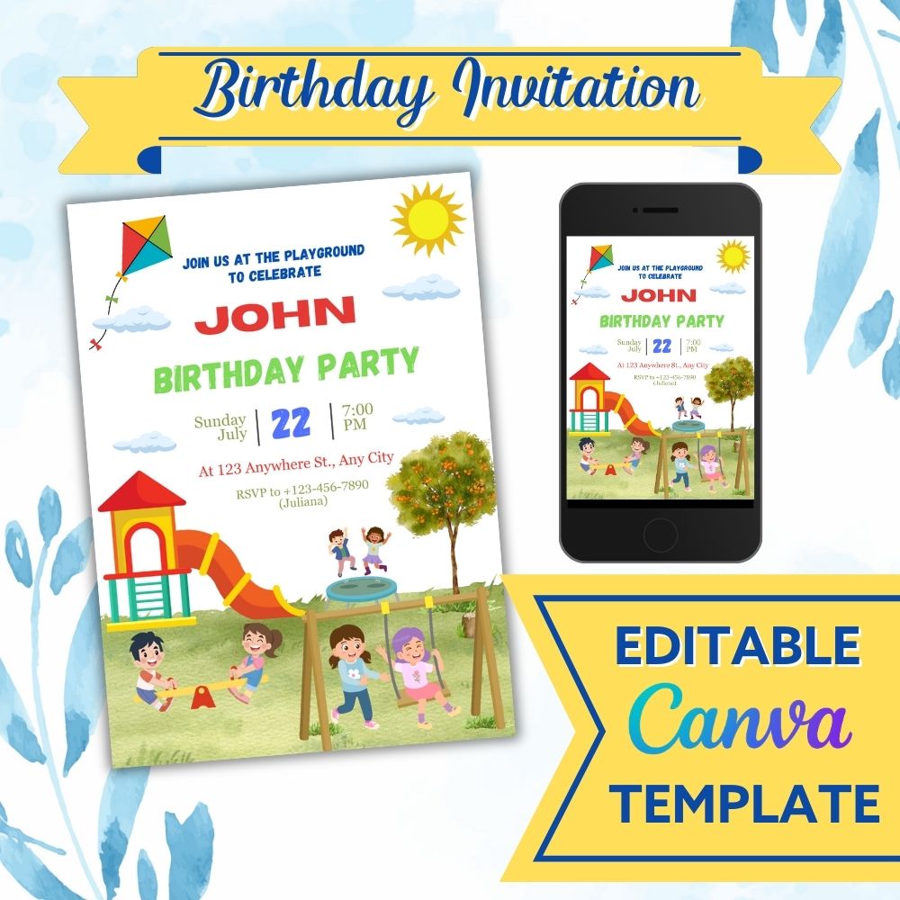 PLR Playground Birthday Invitations