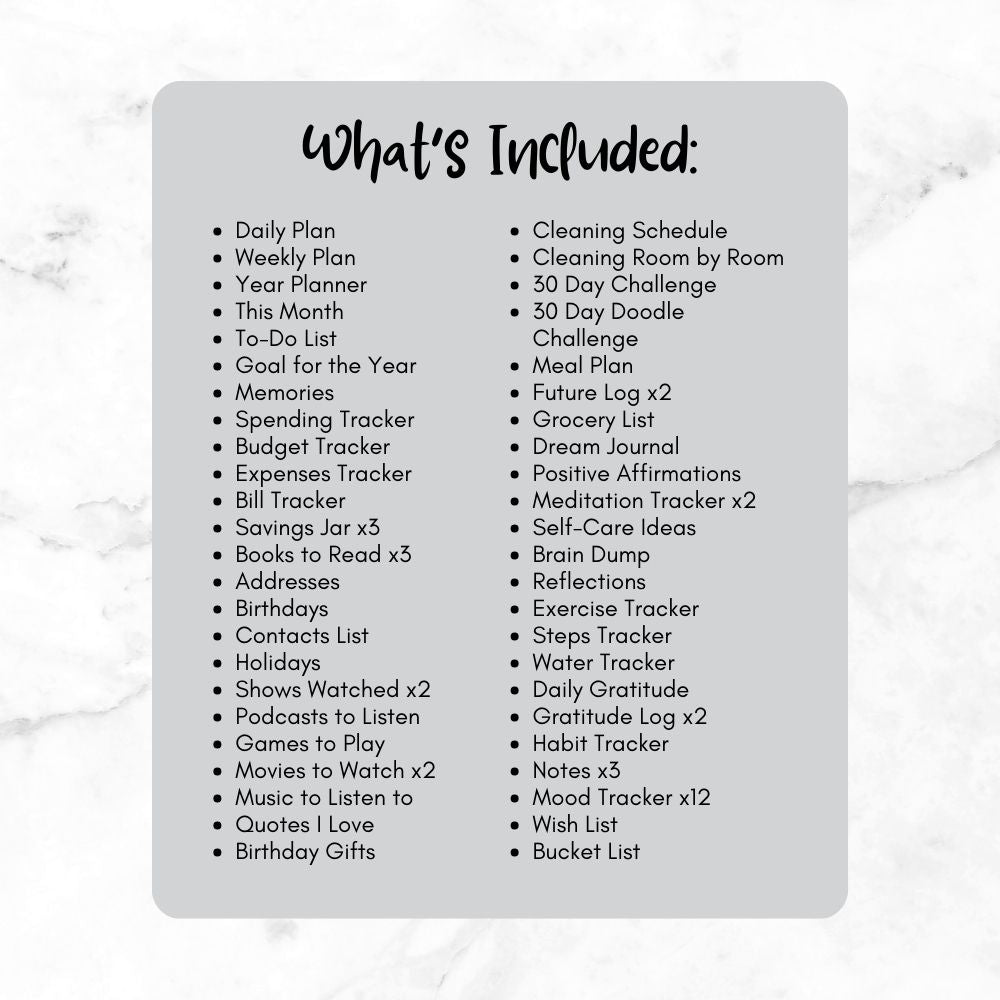 PLR Black and White Bullet Planner & Trackers
