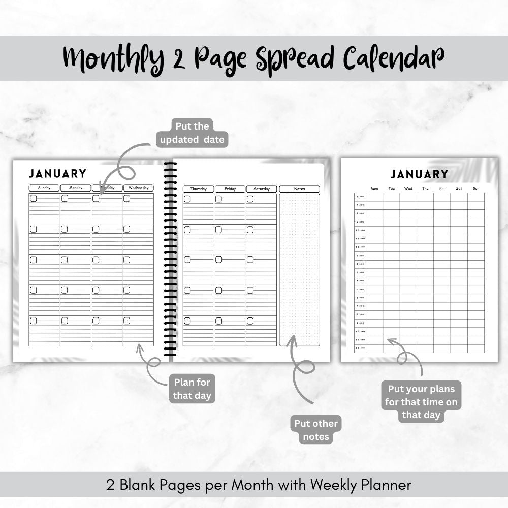 PLR Black and White Bullet Planner & Trackers