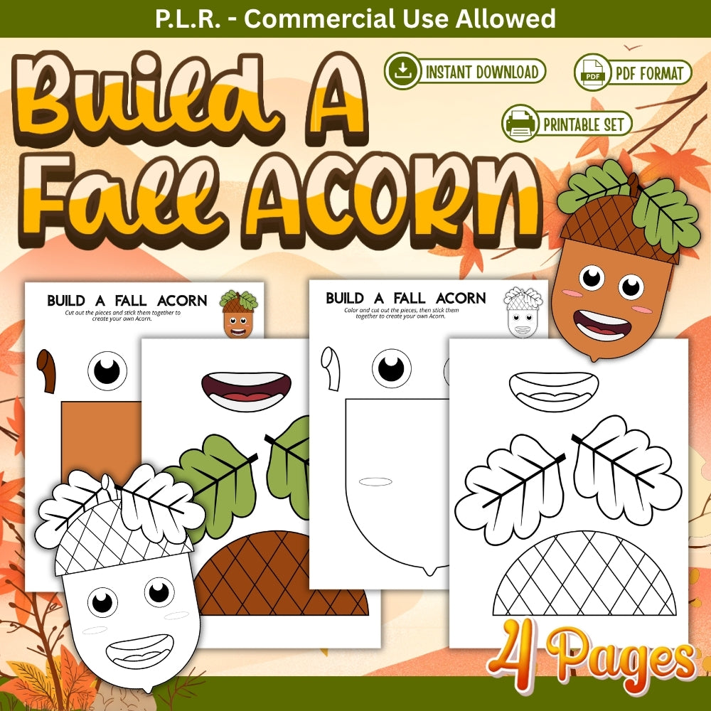 PLR Printable Build a Fall Acorn