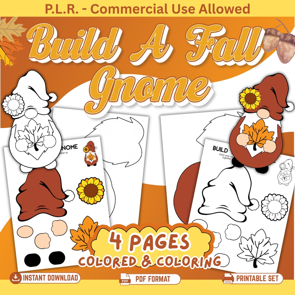 PLR Printable Build a Fall Gnome