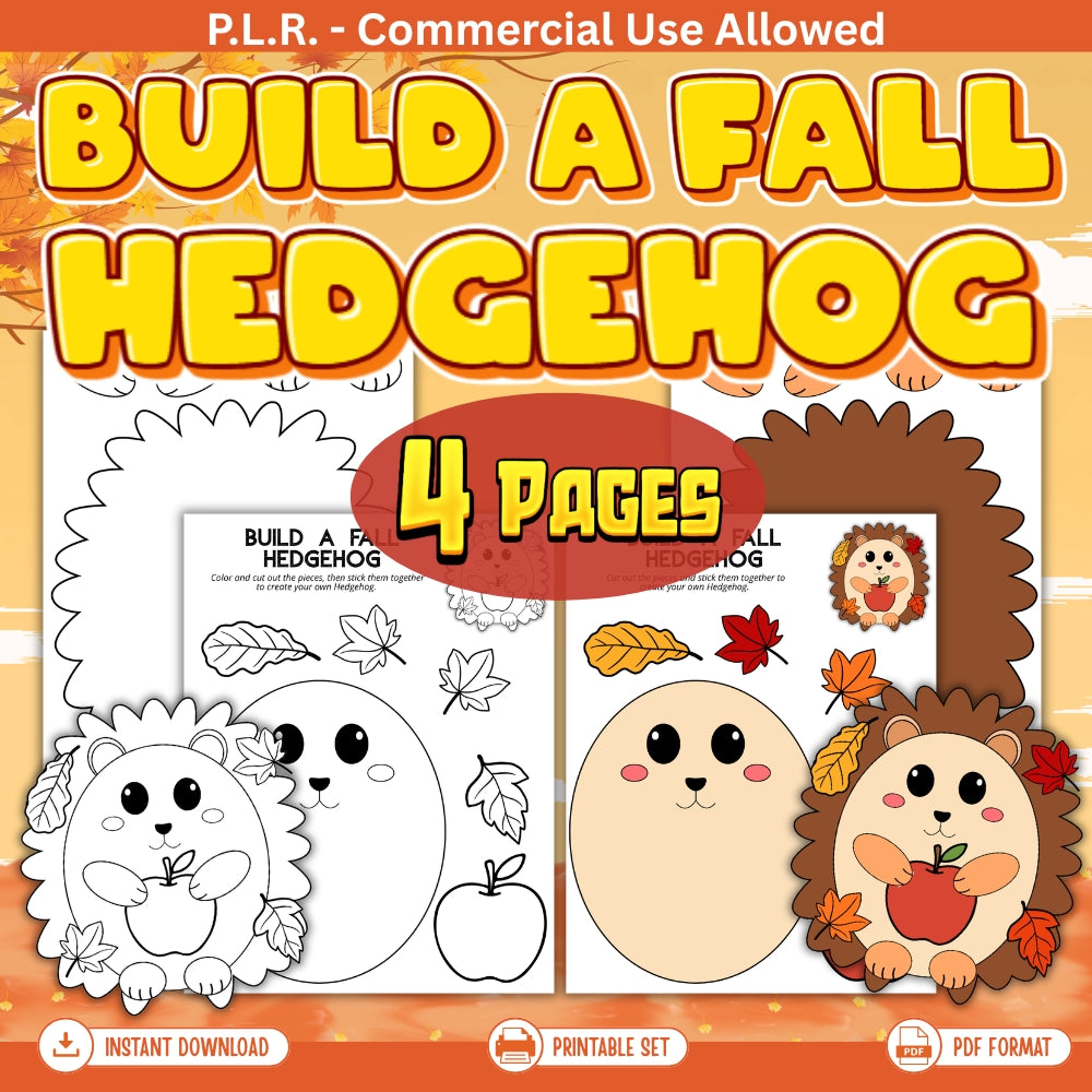 PLR Printable Build a Hedgehog