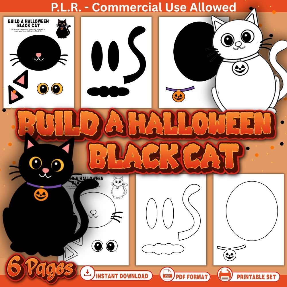 PLR Printable Build a Halloween Black Cat