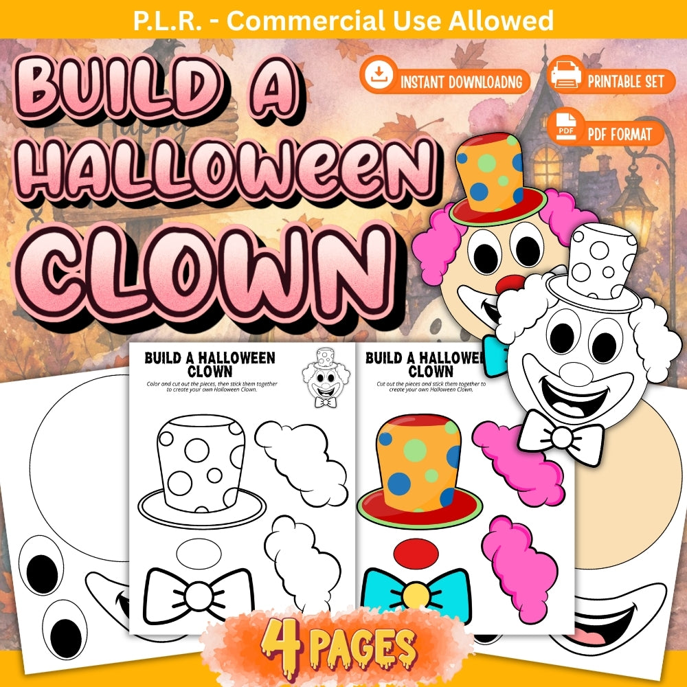 PLR Printable Build a Halloween Purple Clown