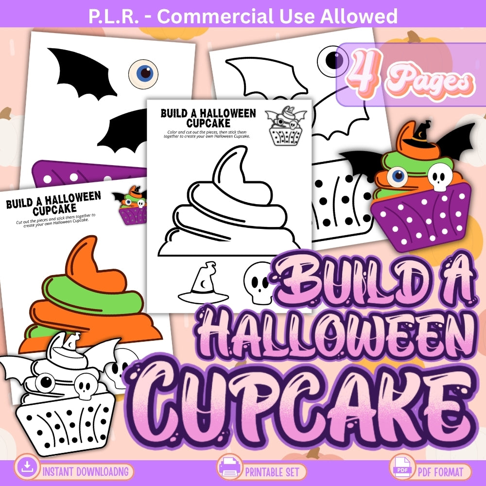 PLR Printable Build a Halloween Cupcake