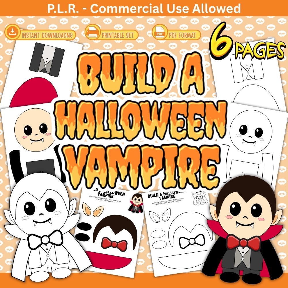 PLR Printable Build a Halloween Vampire