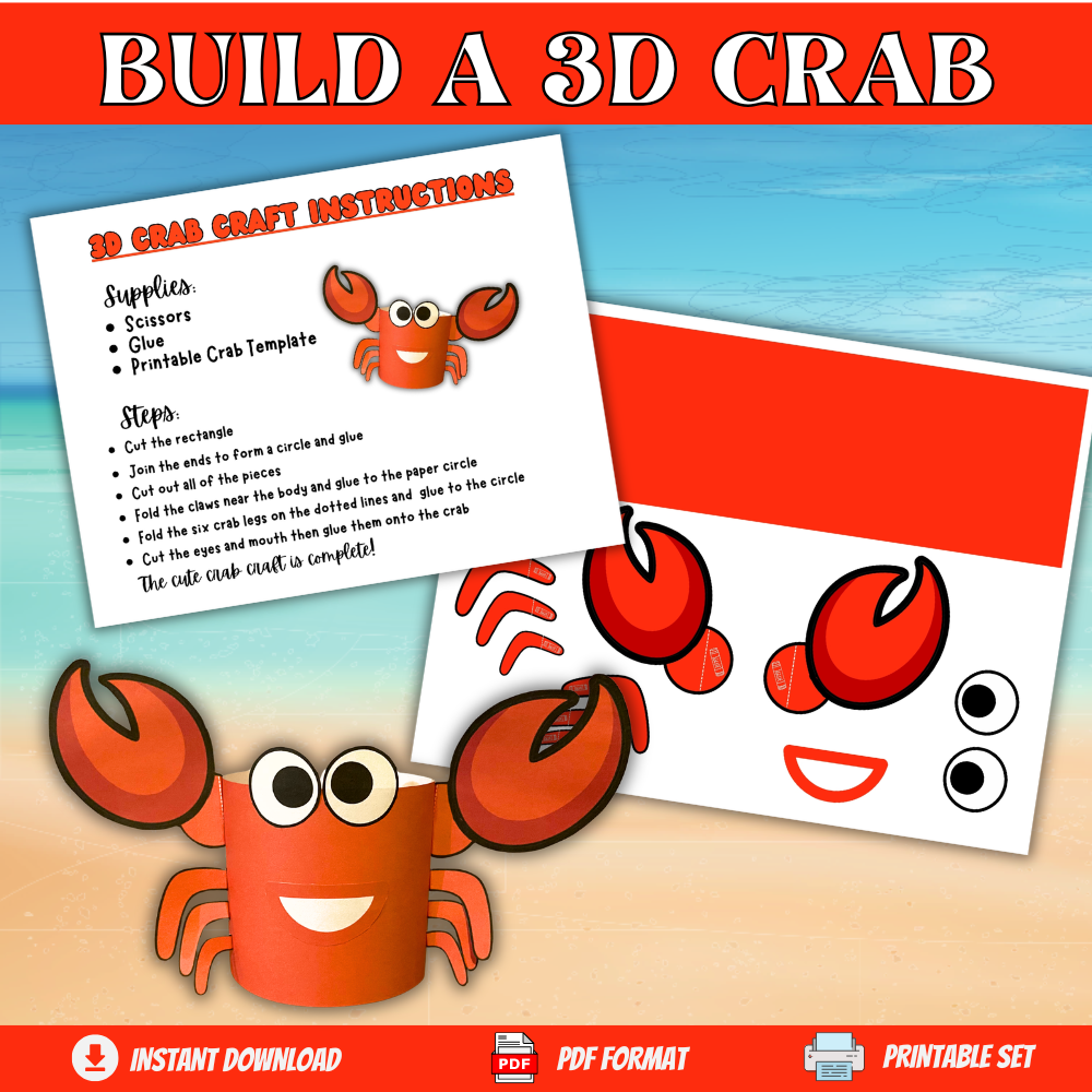 PLR Printable Build a 3D Crab