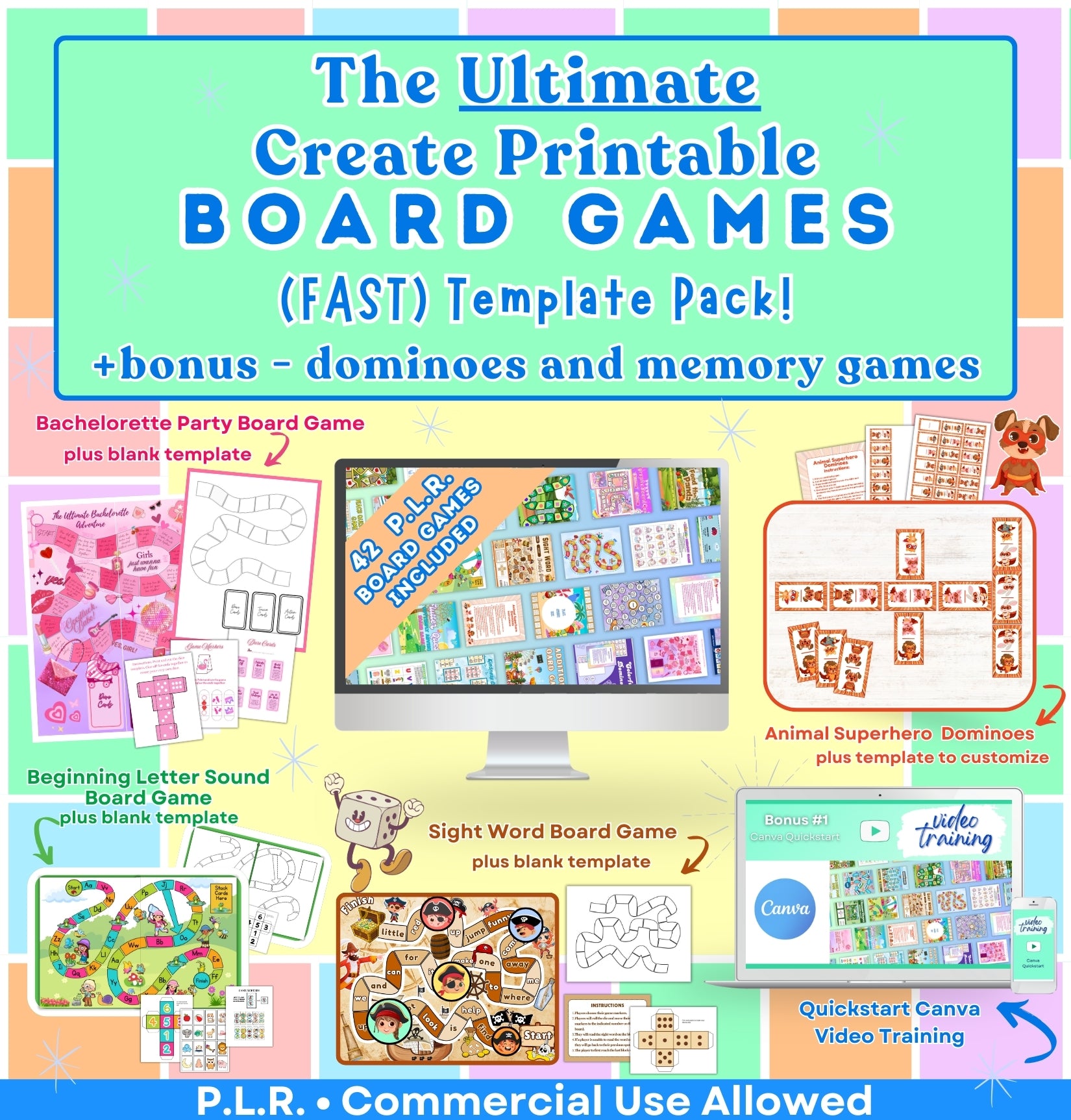 Ultimate Create Printable Board Games (FAST) Template Pack plr