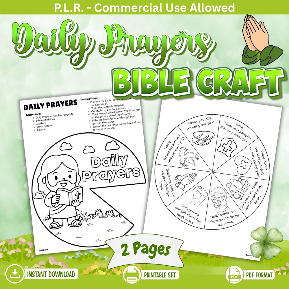 PLR Printable Daily Prayers Bible Craft