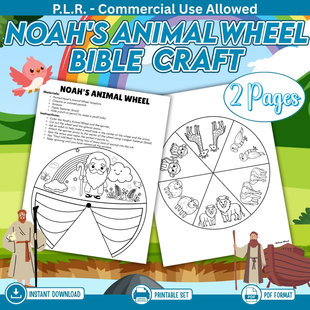 PLR Printable Noah's Animal Wheel Bible Craft