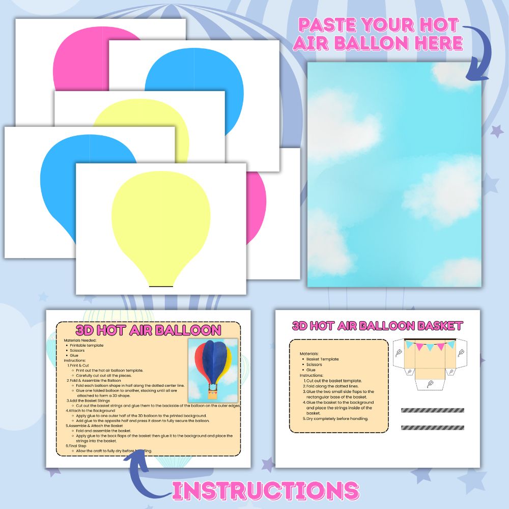 PLR 3D Hot Air Balloon Printable Craft
