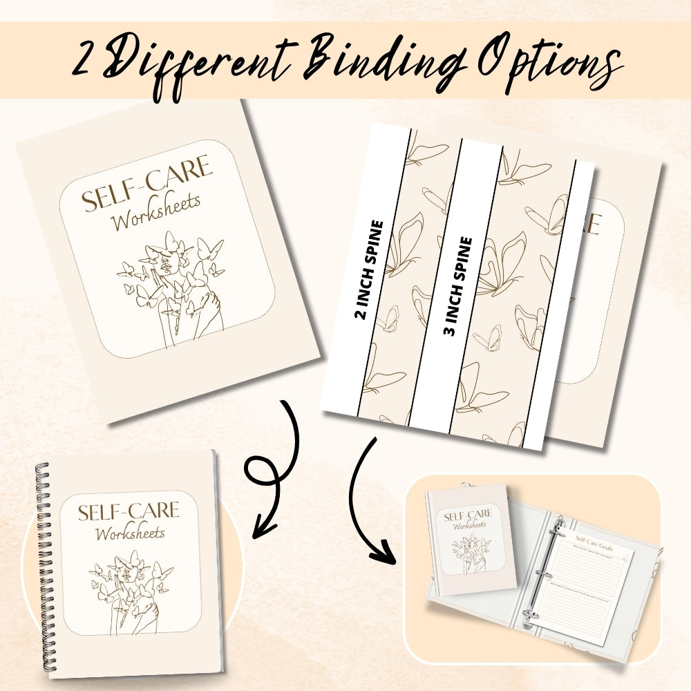 PLR Beige Self-Care Worksheet Set