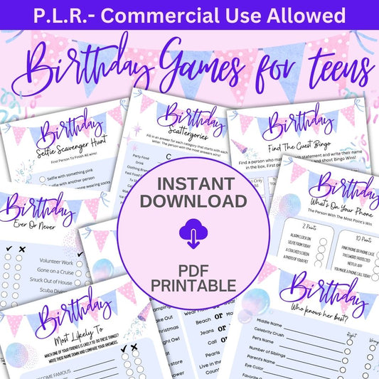 PLR Birthday Games for Teens