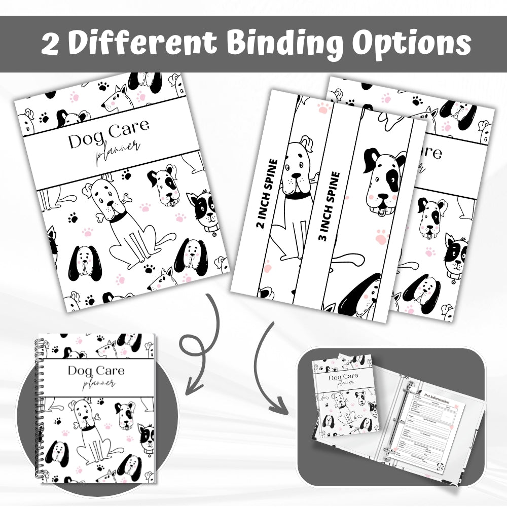 PLR Black & White Dog Care Planner