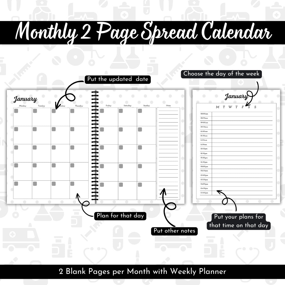 PLR Black and White Healthcare Worker/Nurse Planner