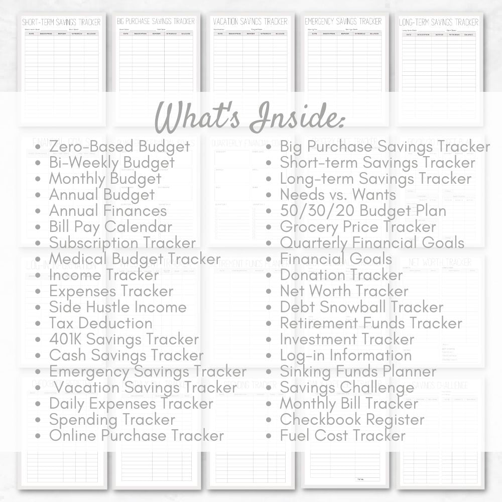 PLR Black & White Personal Finance Planner