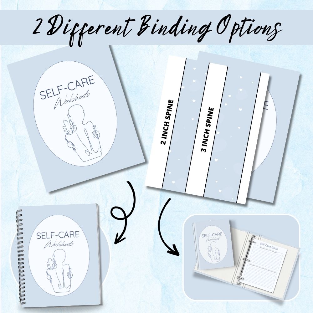 PLR Blue Self-Care Worksheet Set