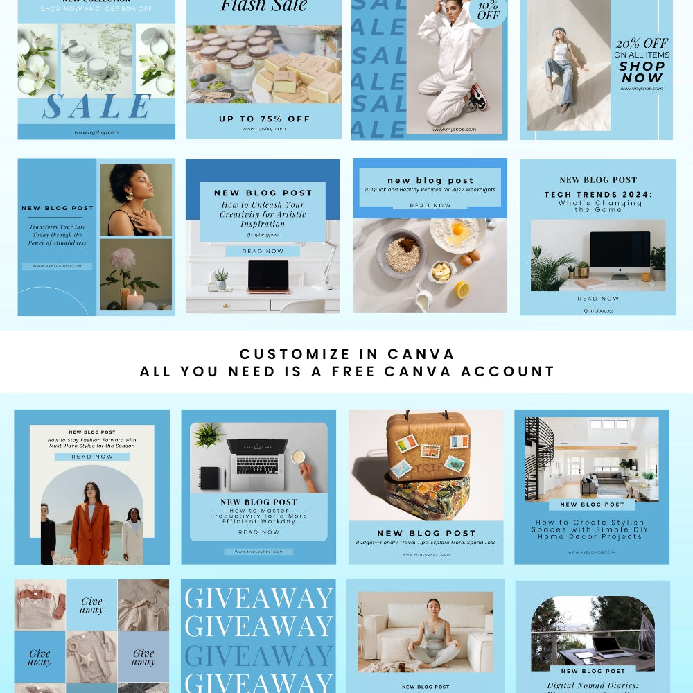 PLR Blue Social Media Templates