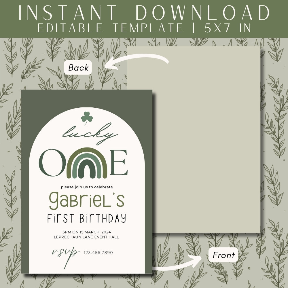 PLR Boy St Patricks Day Birthday Invitation