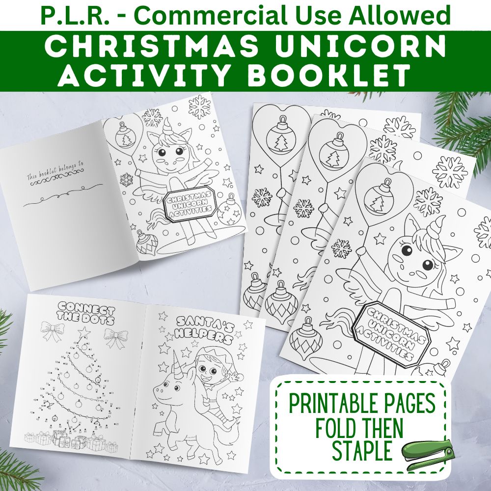 PLR Unicorn Christmas Activity Booklet