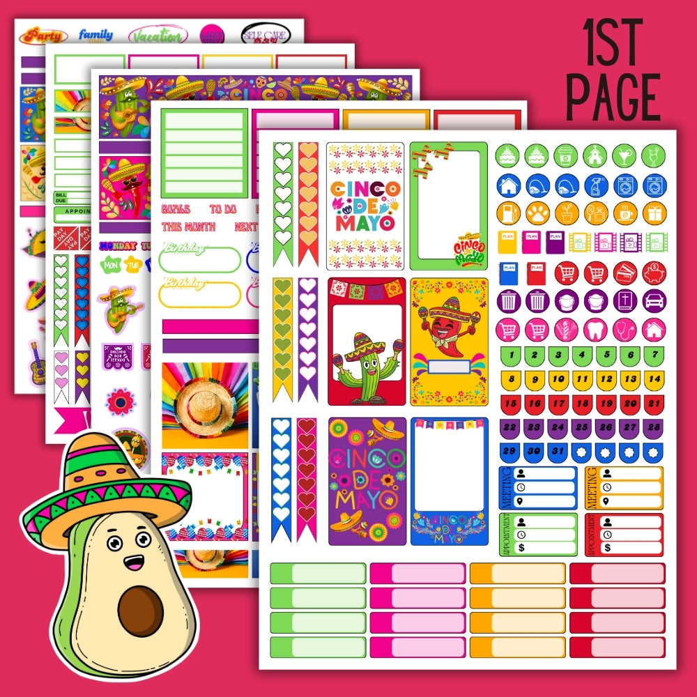 PLR Cinco De Mayo Planner Stickers