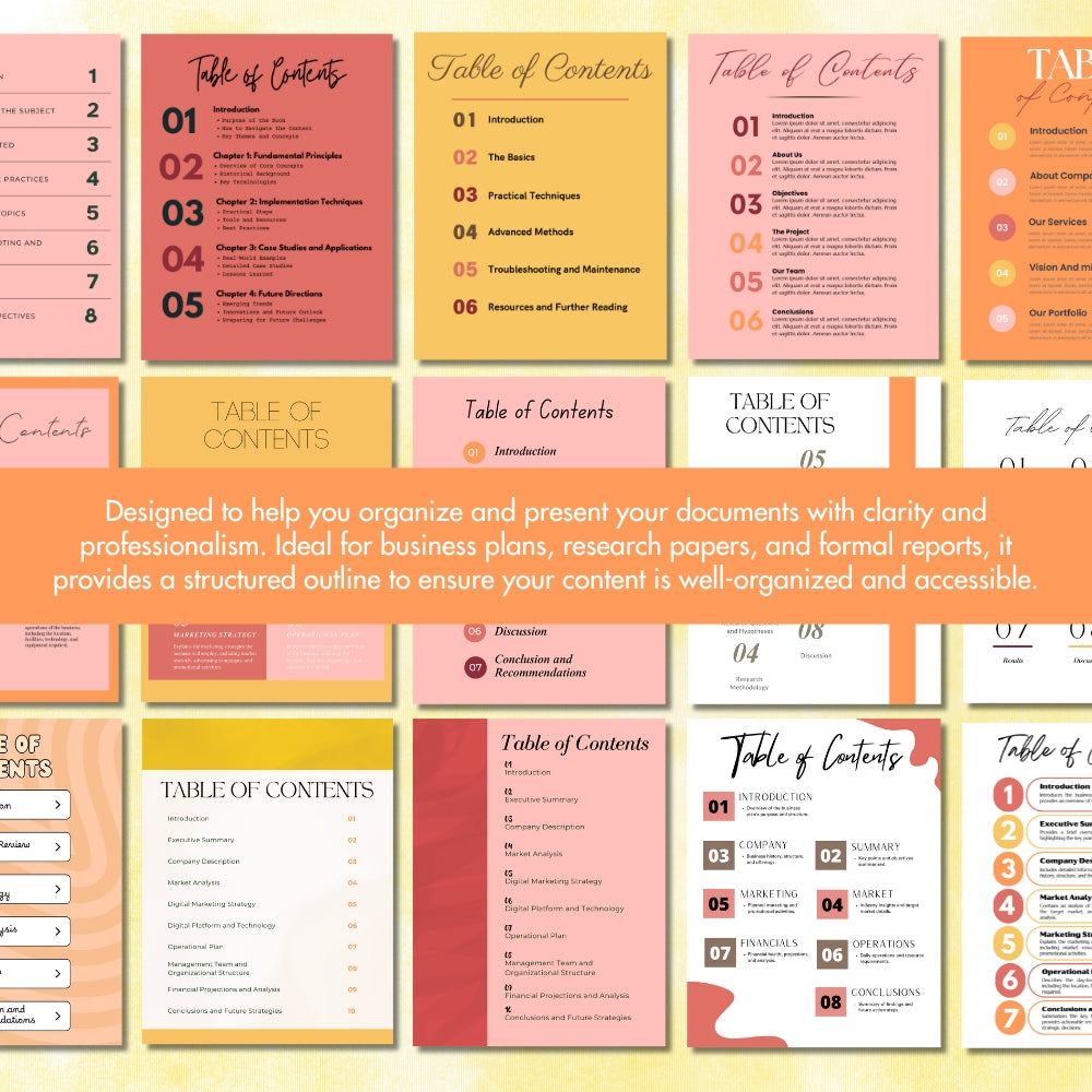 PLR Colorful Table of Content Pages Canva Templates