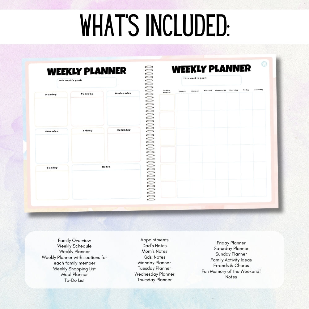 PLR Digital Weekly Family Planner