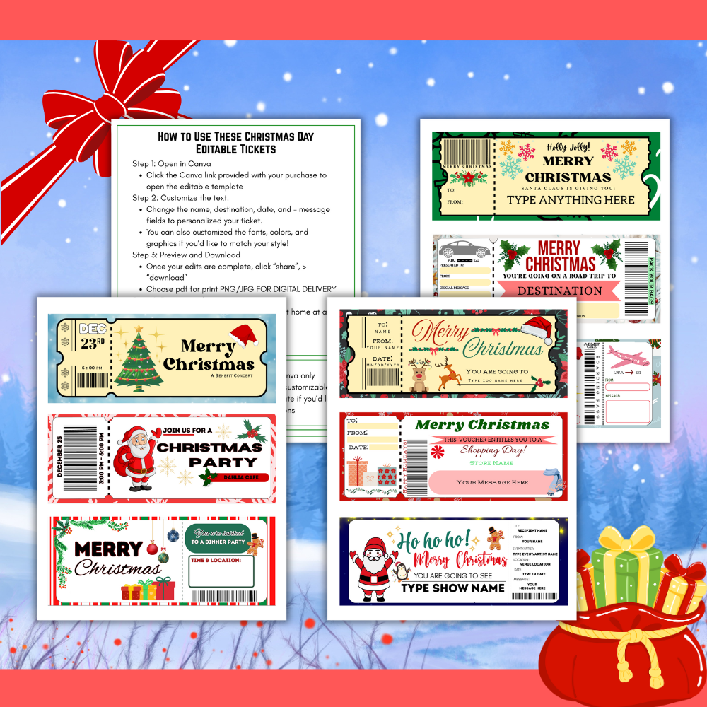 PLR Editable Christmas Tickets