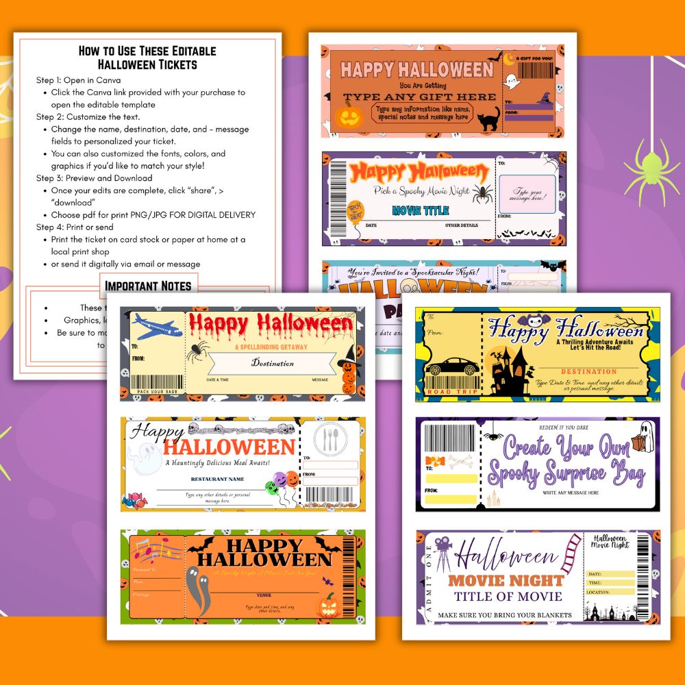 PLR Editable Halloween Tickets