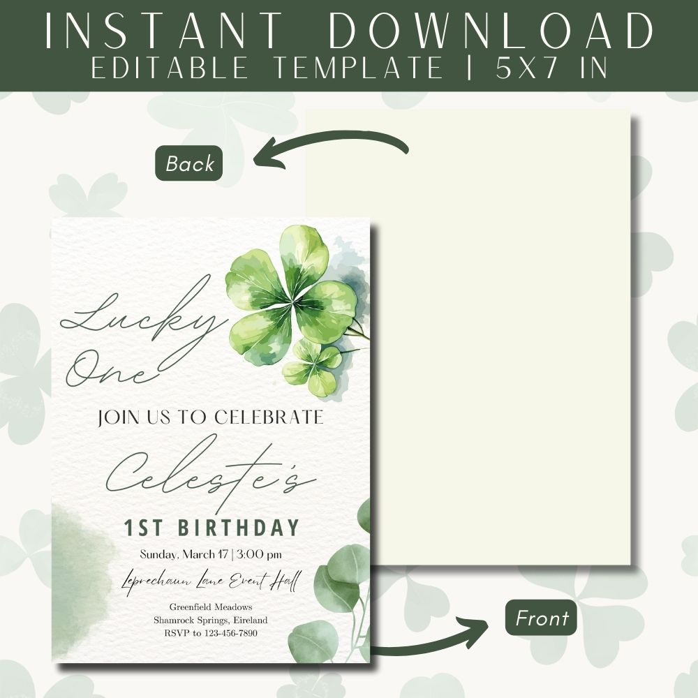 PLR Girl St Patricks Day Birthday Invitation