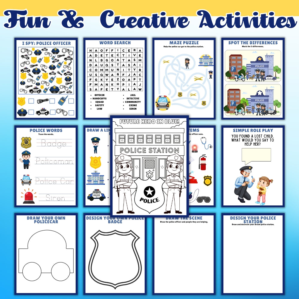 PLR Kids Police Themed Activity Pack