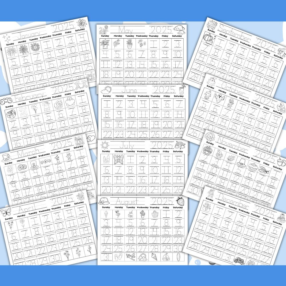 PLR Kids Traceable Monthly Calendar