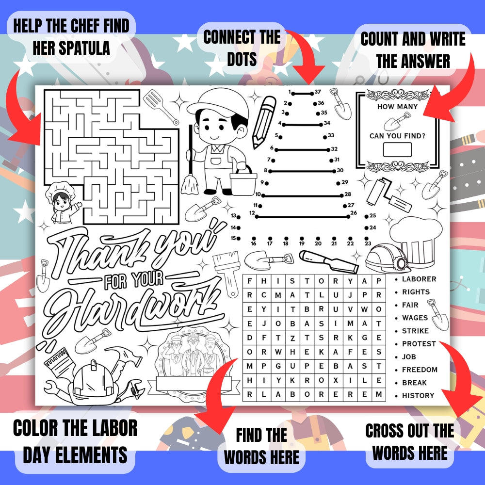 PLR Labor Day Activity Placemats