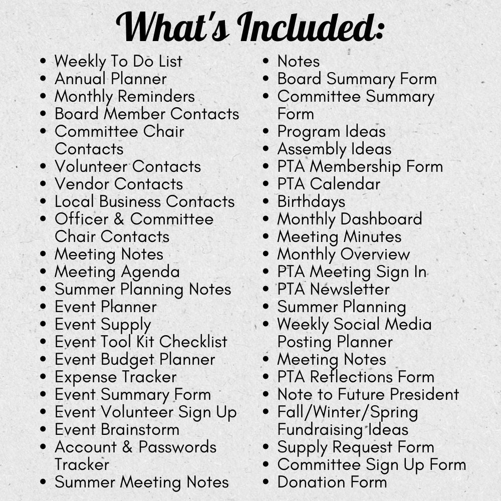 PLR PTA Leader Planner