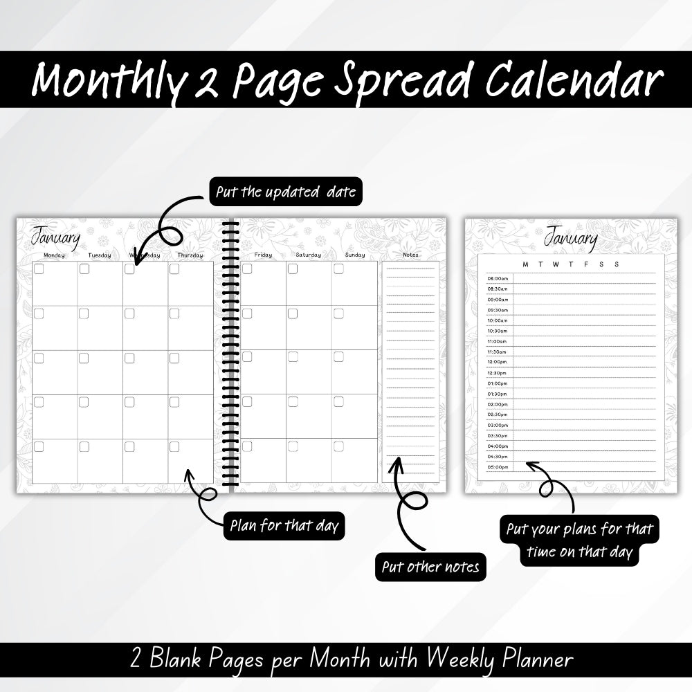 PLR Black and White Pain Management Tracker Journal