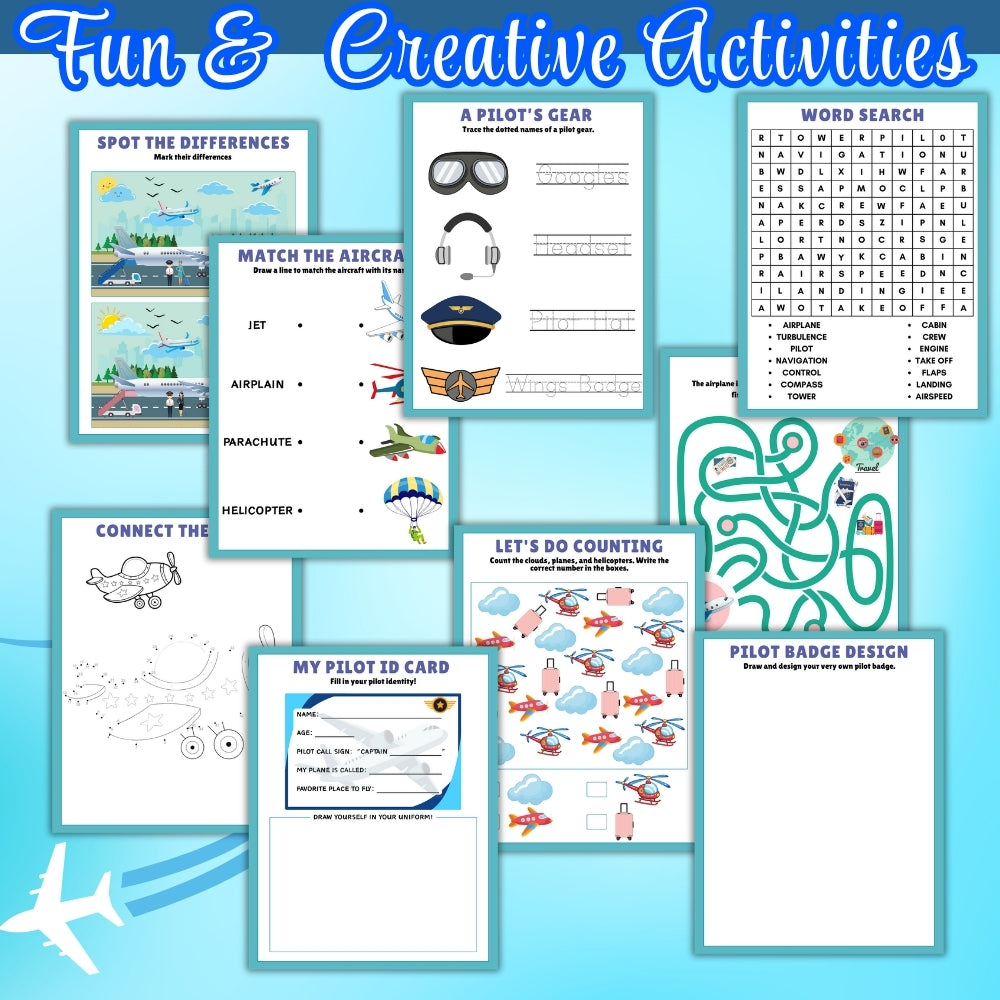 PLR Kids Pilot Themed Activity Pack