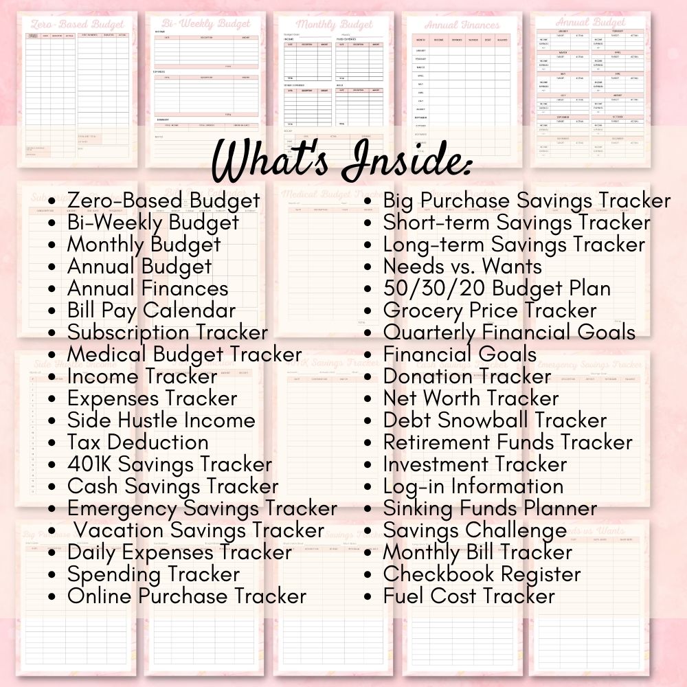 PLR Pink Personal Finance Planner