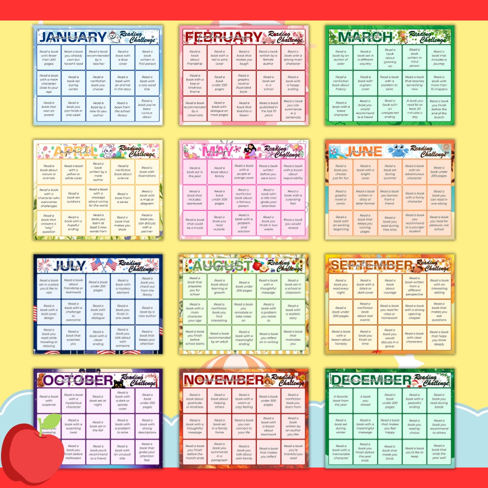 PLR Printable 12 Month Reading Challenge