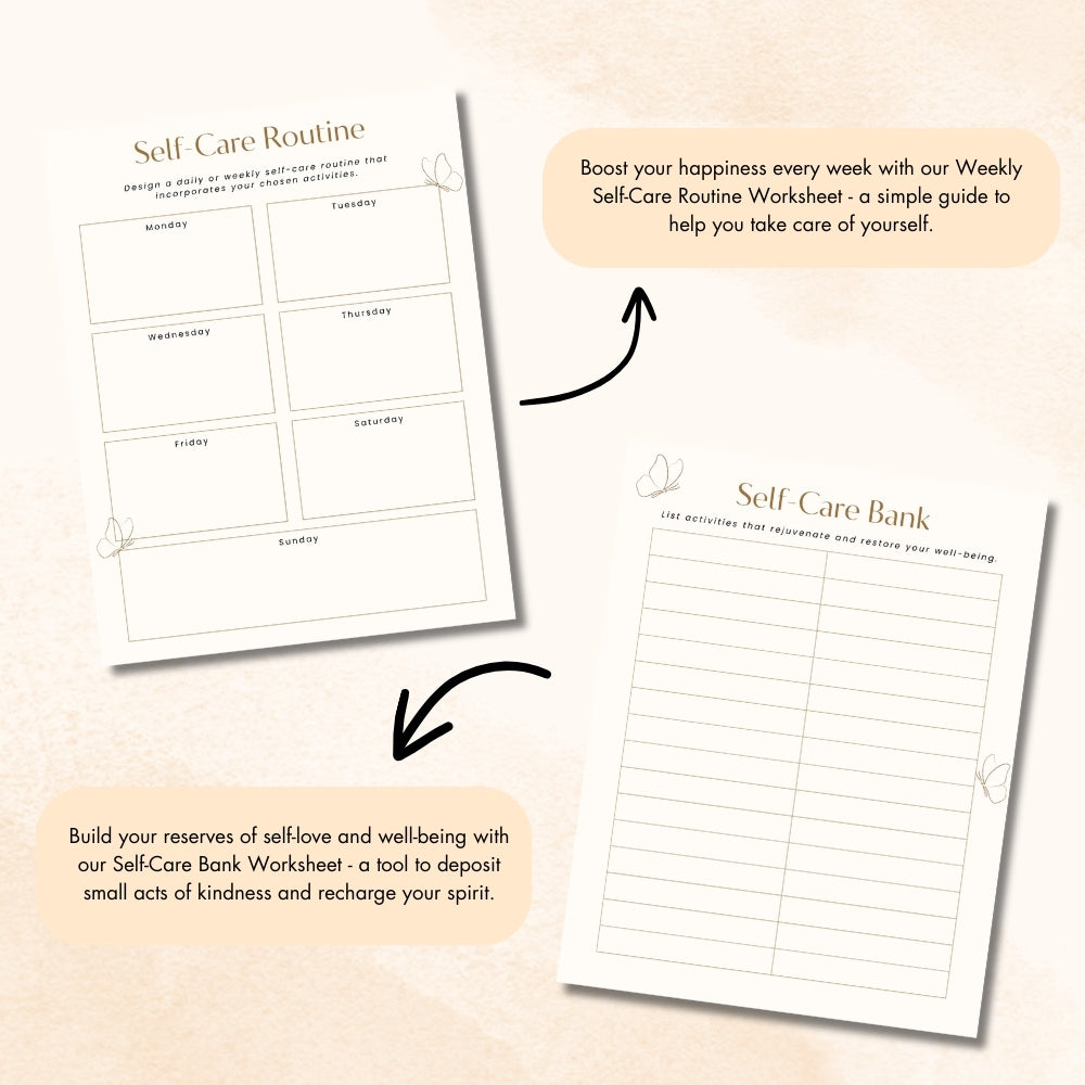 PLR Beige Self-Care Worksheet Set