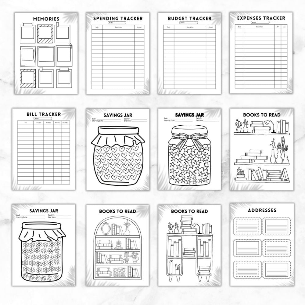 PLR Black and White Bullet Planner & Trackers